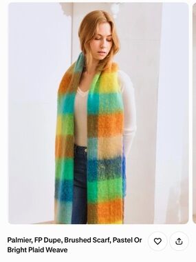Large Oversized Wide Colorful Plaid Wool Scarf Fringe Brand New with Tag